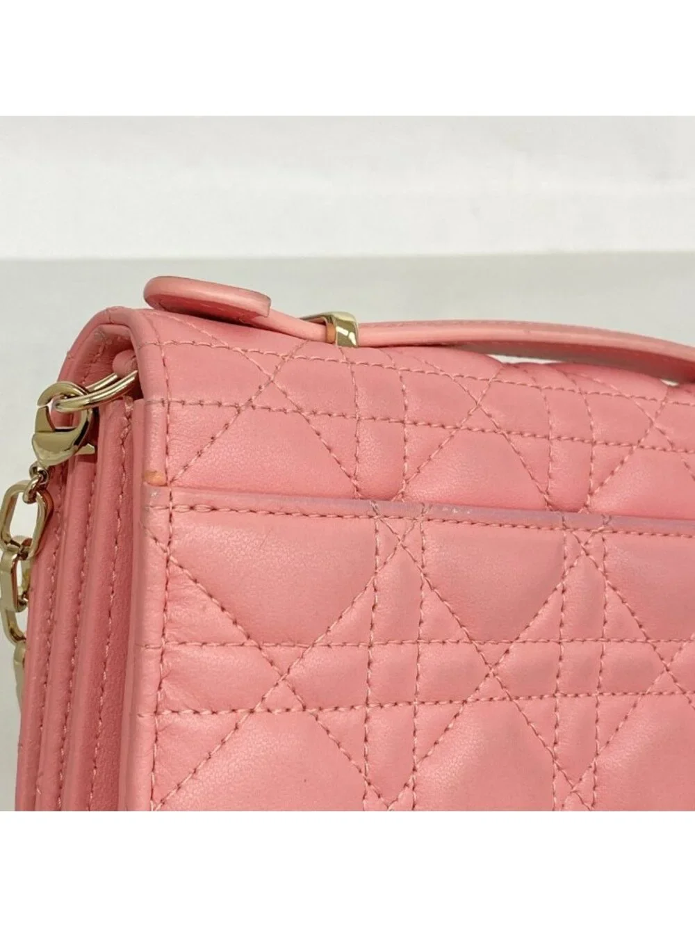 Dior Handbag Cannage MY Leather Pink Champagne Gold 2-Way Bag - Picture 7 of 10